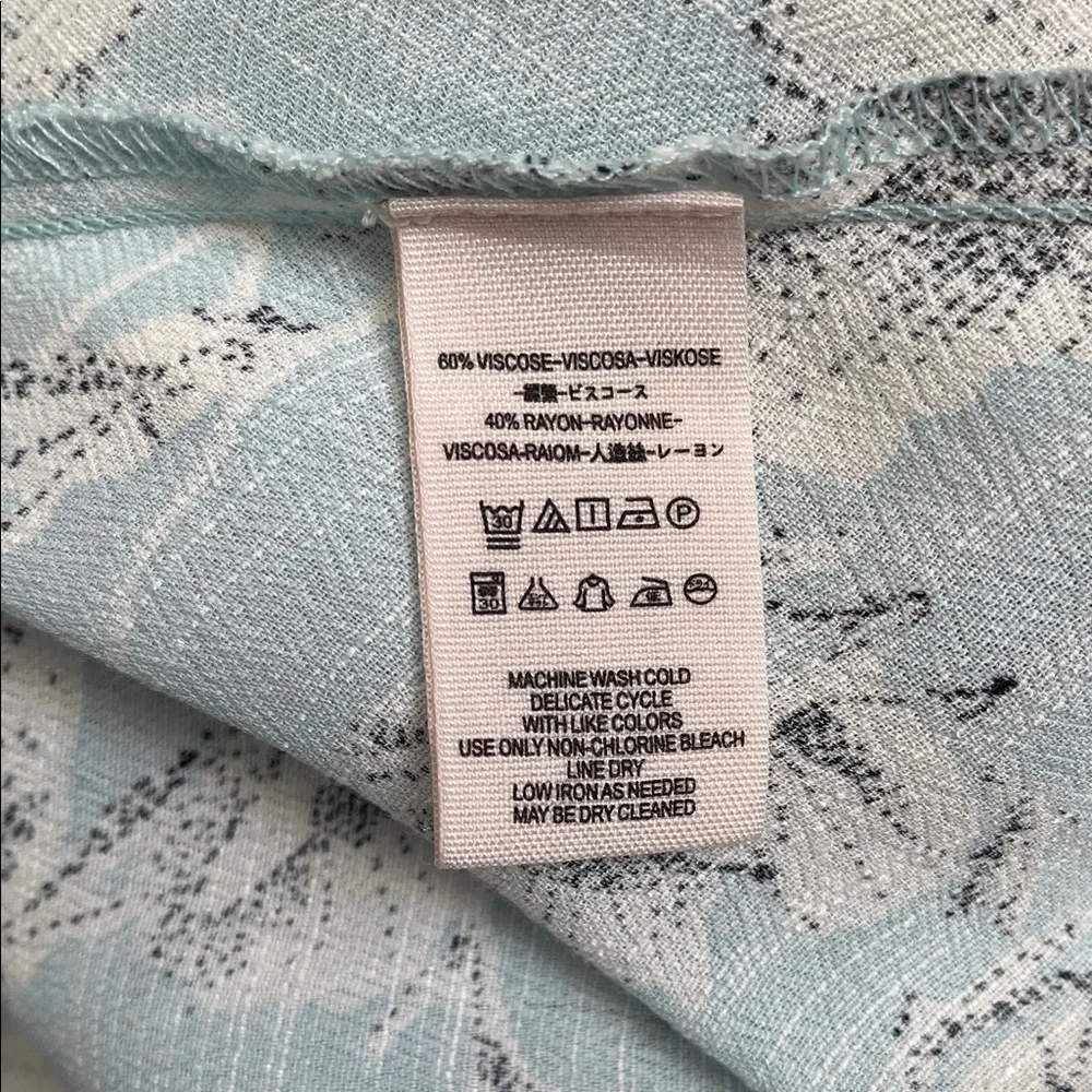 FREE PEOPLE NWOT Floral Ruffle Midi Wrap Dress in Light Blue and White, Size L - Picture 14 of 15